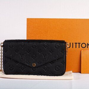 Authentic Louis Vuitton Black Felicie Empreinte Pochette